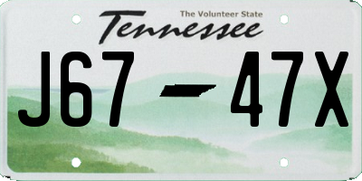TN license plate J6747X