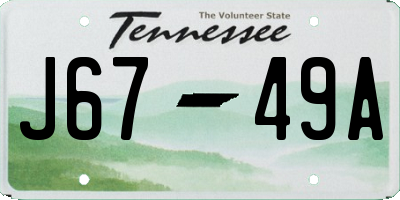 TN license plate J6749A