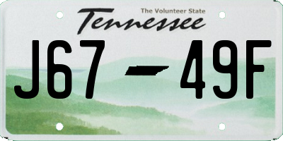 TN license plate J6749F