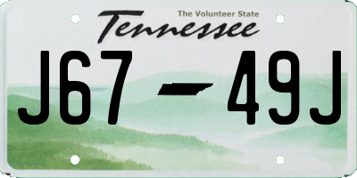 TN license plate J6749J