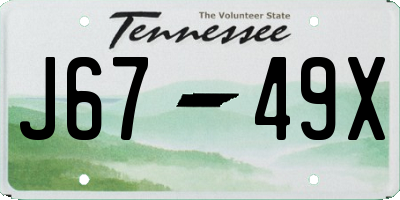 TN license plate J6749X