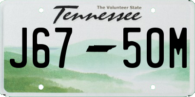 TN license plate J6750M