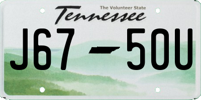 TN license plate J6750U