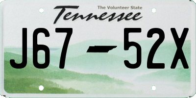 TN license plate J6752X