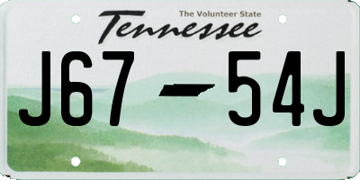 TN license plate J6754J