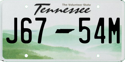 TN license plate J6754M