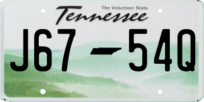 TN license plate J6754Q