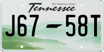 TN license plate J6758T