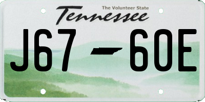 TN license plate J6760E