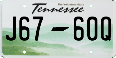 TN license plate J6760Q