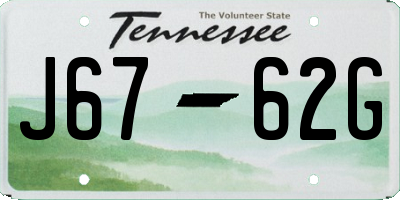 TN license plate J6762G