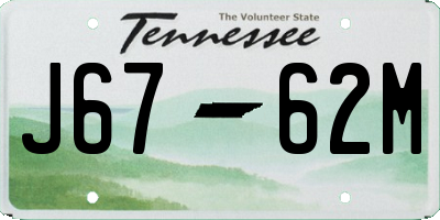 TN license plate J6762M