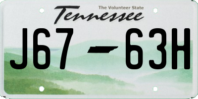 TN license plate J6763H