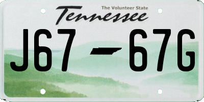 TN license plate J6767G