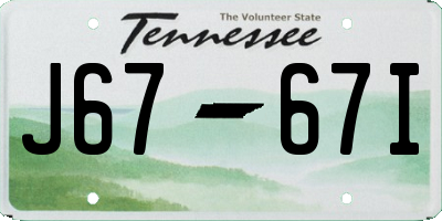 TN license plate J6767I