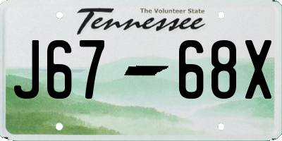TN license plate J6768X