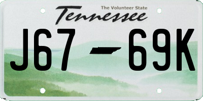 TN license plate J6769K