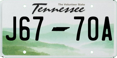 TN license plate J6770A