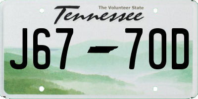 TN license plate J6770D