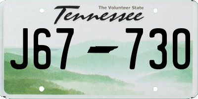 TN license plate J6773O