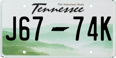 TN license plate J6774K
