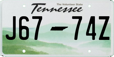 TN license plate J6774Z