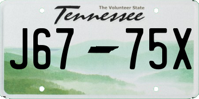TN license plate J6775X
