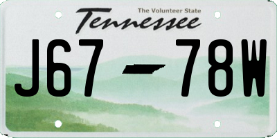 TN license plate J6778W