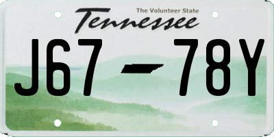 TN license plate J6778Y