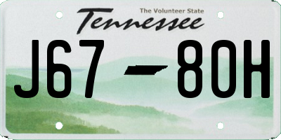 TN license plate J6780H