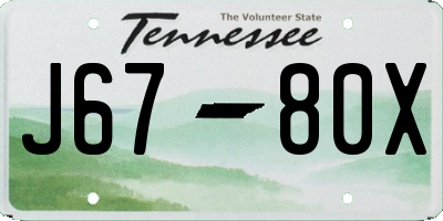 TN license plate J6780X