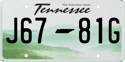 TN license plate J6781G