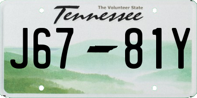 TN license plate J6781Y