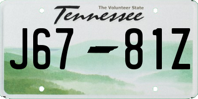 TN license plate J6781Z