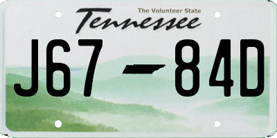 TN license plate J6784D