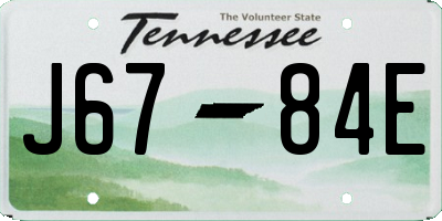 TN license plate J6784E