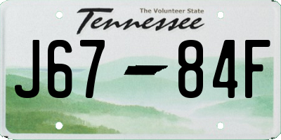 TN license plate J6784F