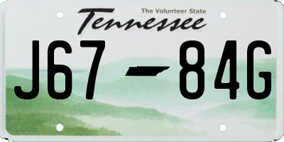 TN license plate J6784G