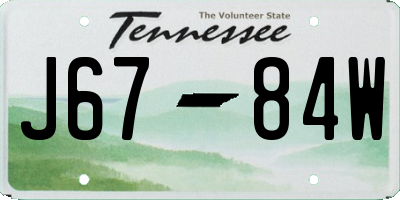 TN license plate J6784W