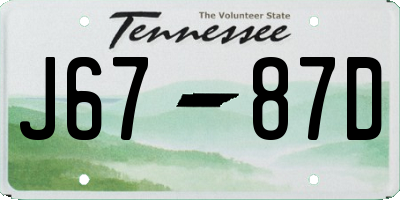 TN license plate J6787D