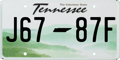 TN license plate J6787F