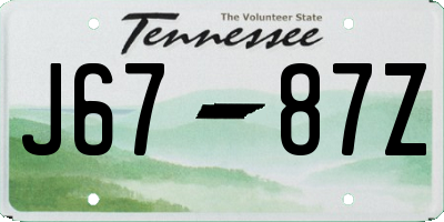 TN license plate J6787Z