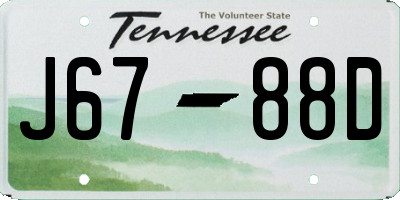 TN license plate J6788D