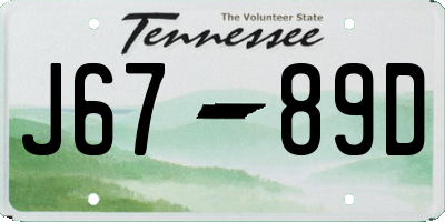 TN license plate J6789D