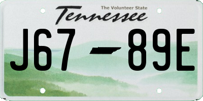 TN license plate J6789E