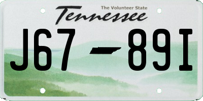 TN license plate J6789I