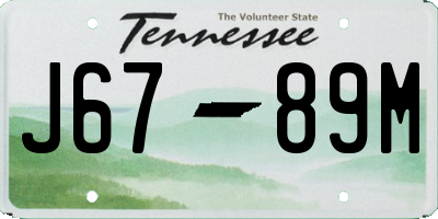 TN license plate J6789M