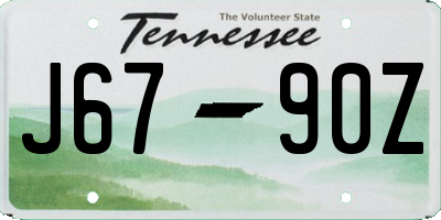 TN license plate J6790Z