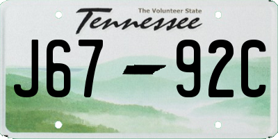 TN license plate J6792C