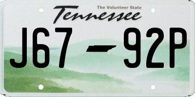TN license plate J6792P